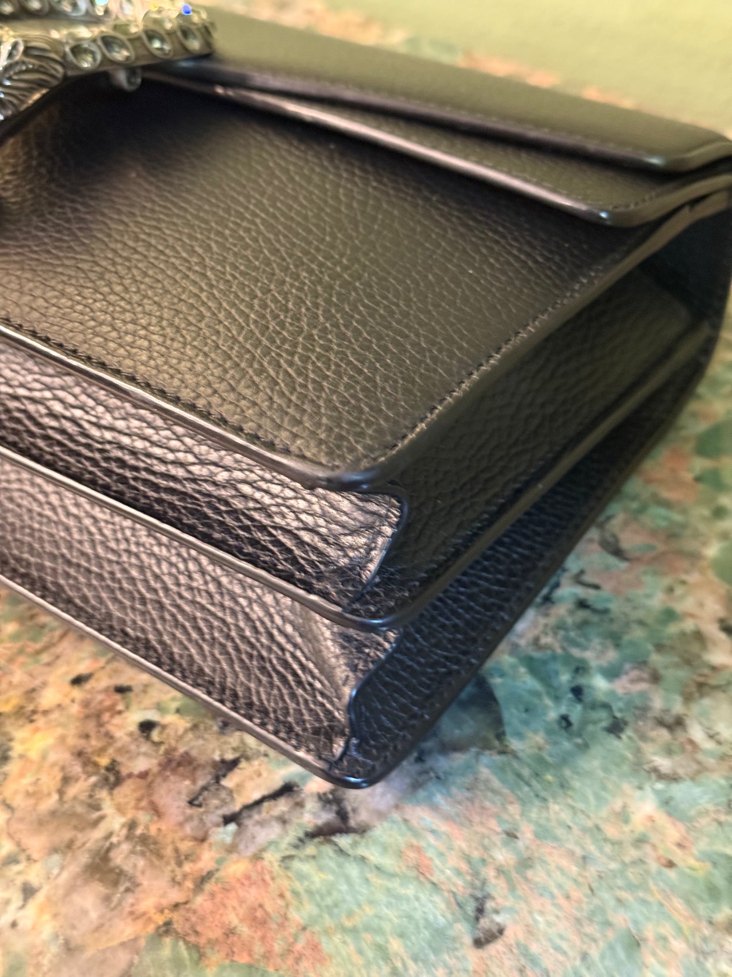 GUCCI MEDIUM BALCK LEATHER DIONYSUS SHOULDER BAG