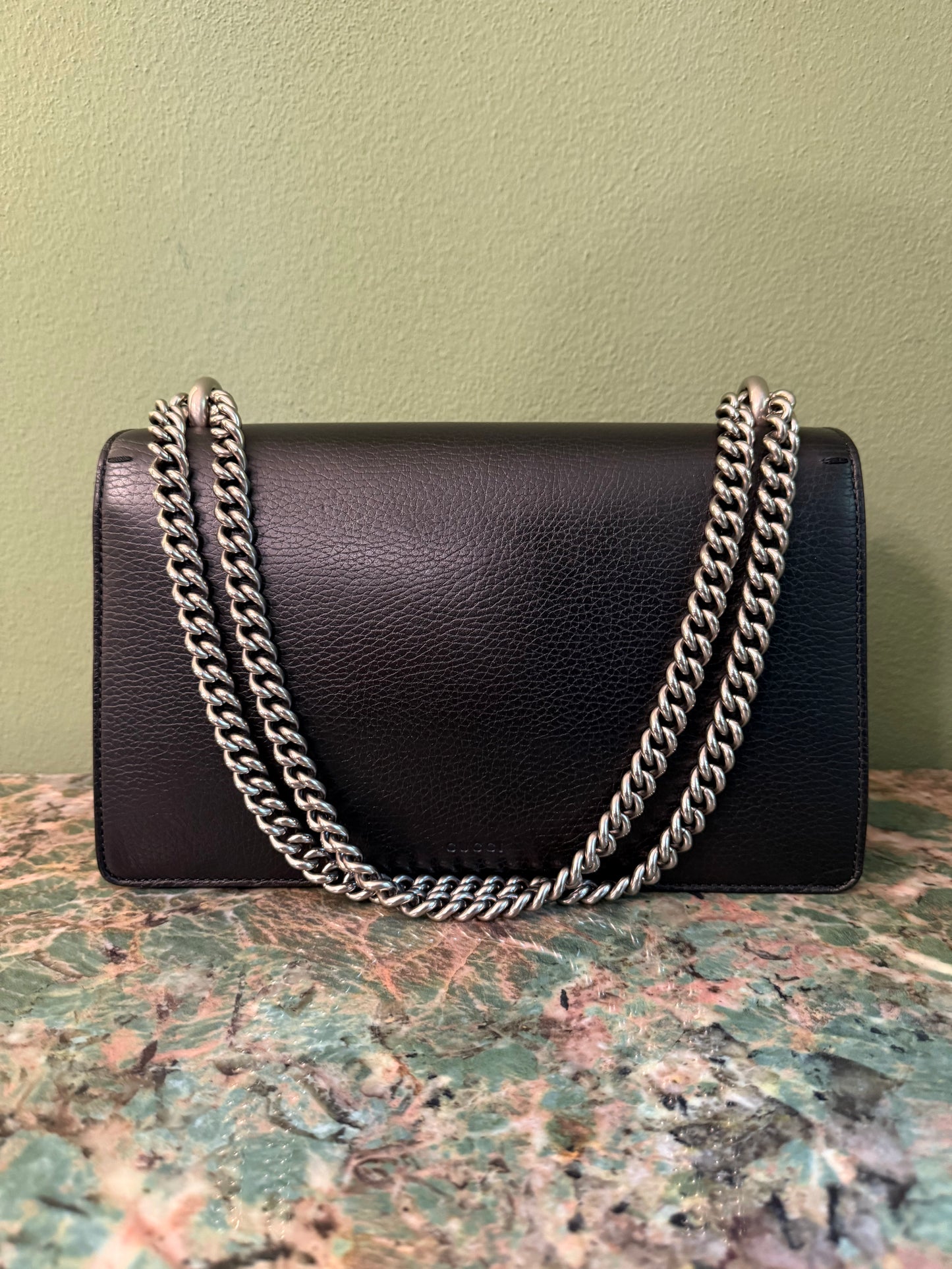 GUCCI MEDIUM BALCK LEATHER DIONYSUS SHOULDER BAG