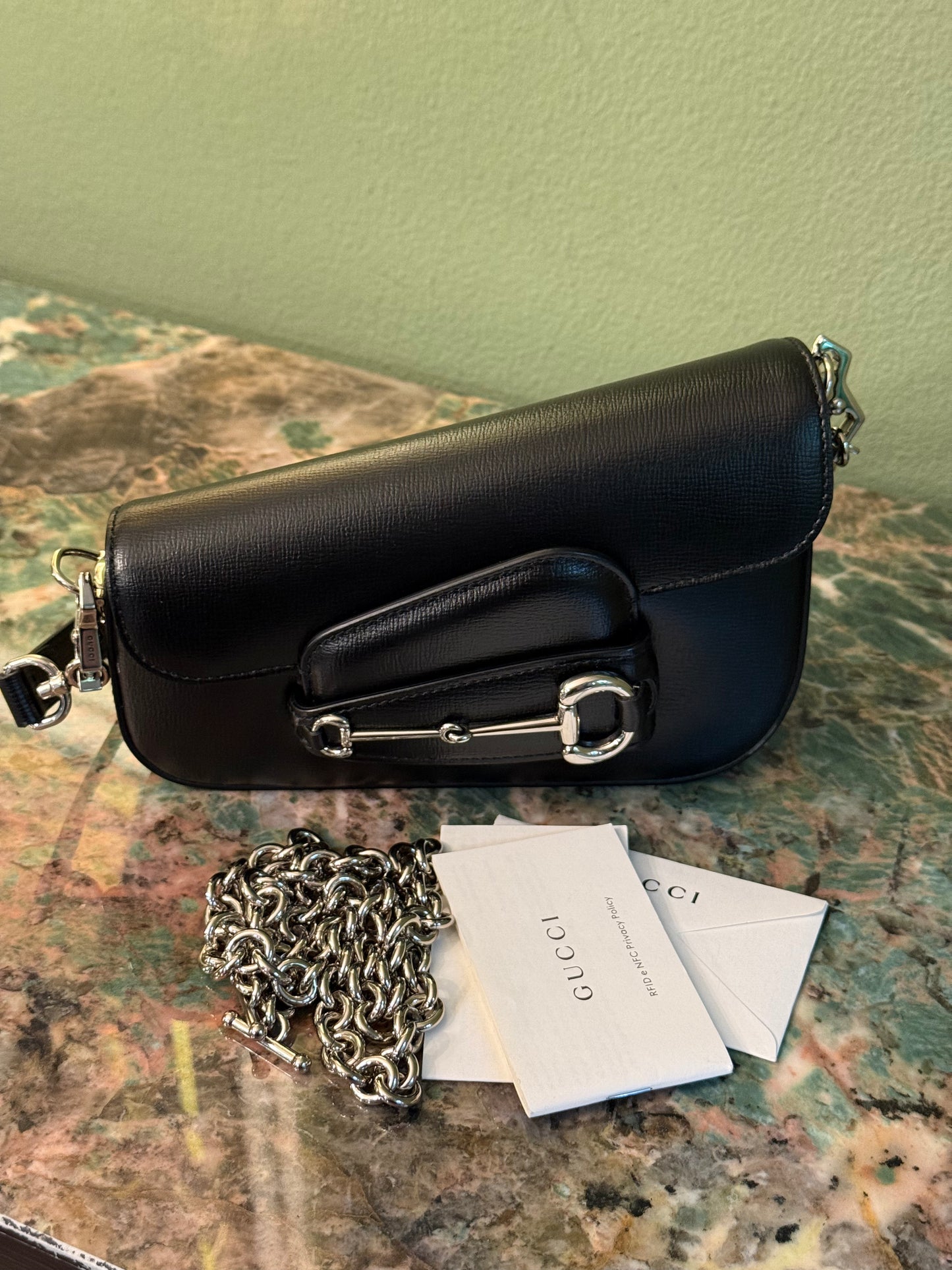 GUCCI BLACK SMALL HORSEBIT 1955 SHOULDER BAG