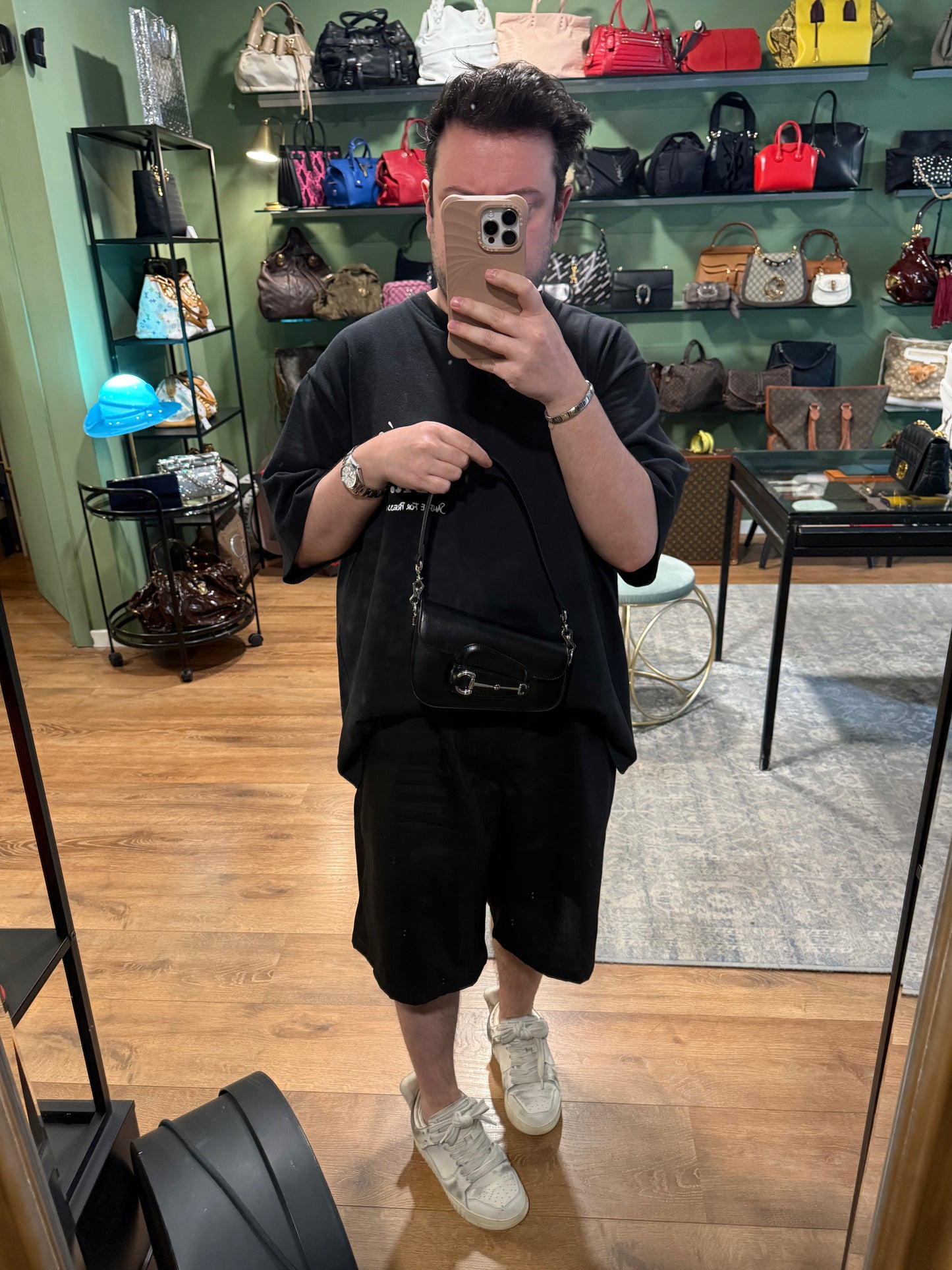GUCCI BLACK SMALL HORSEBIT 1955 SHOULDER BAG