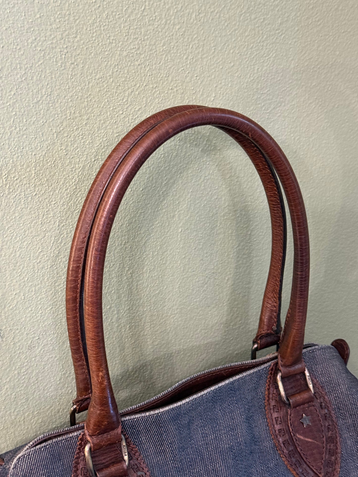 FENDI BLUE DENIM ETNIKO SHOULDER BAG