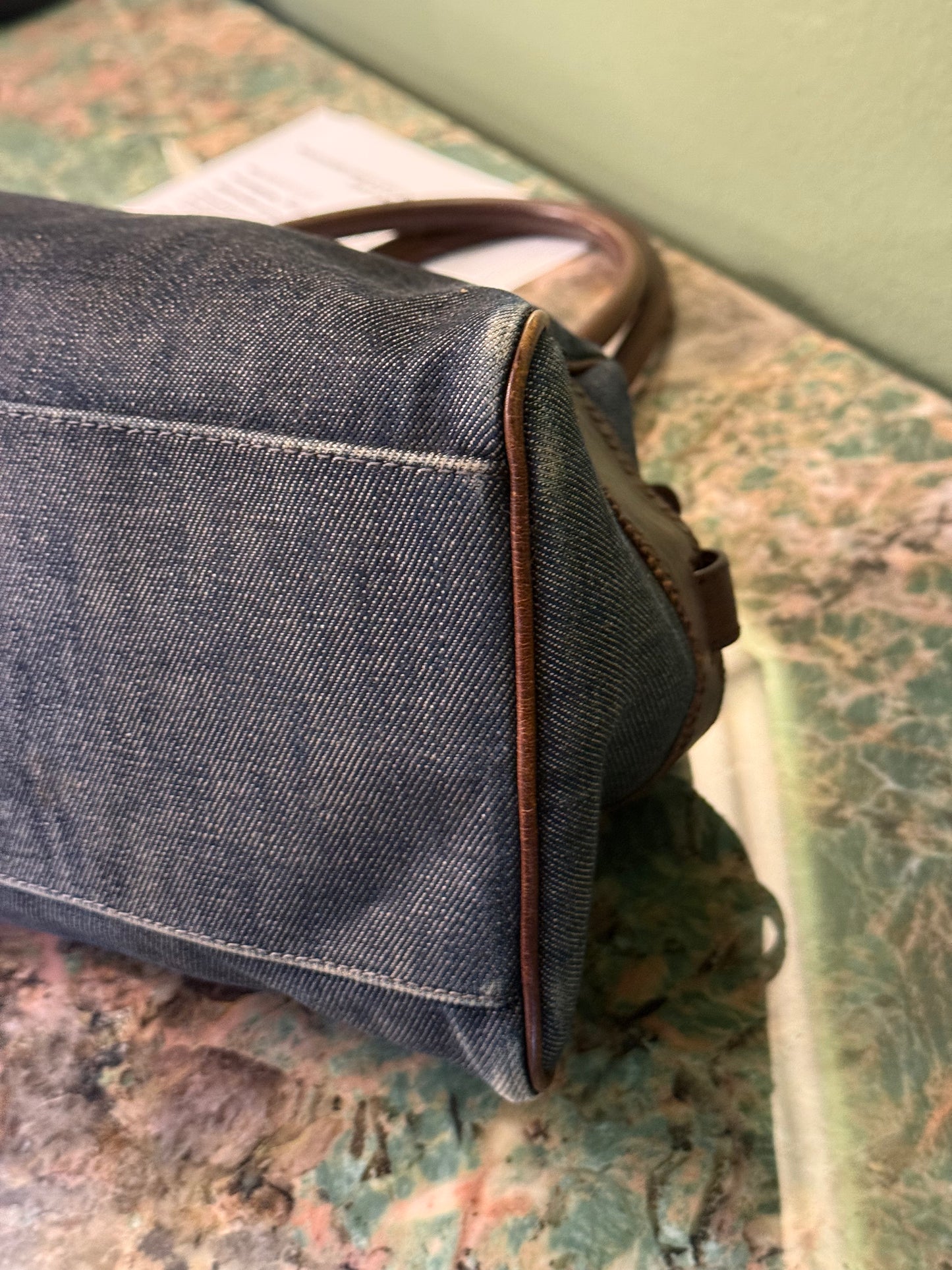 FENDI BLUE DENIM ETNIKO SHOULDER BAG