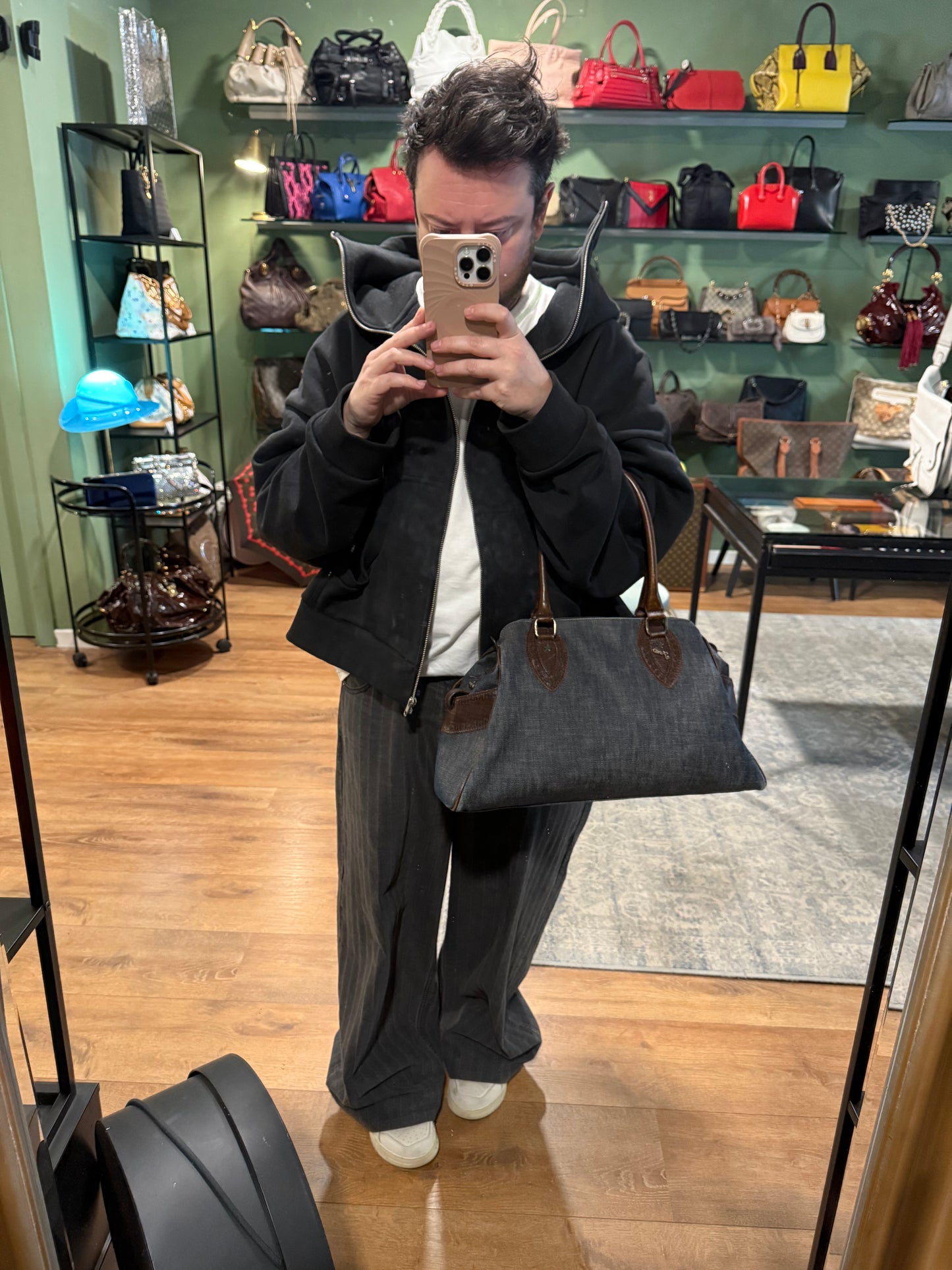 FENDI BLUE DENIM ETNIKO SHOULDER BAG