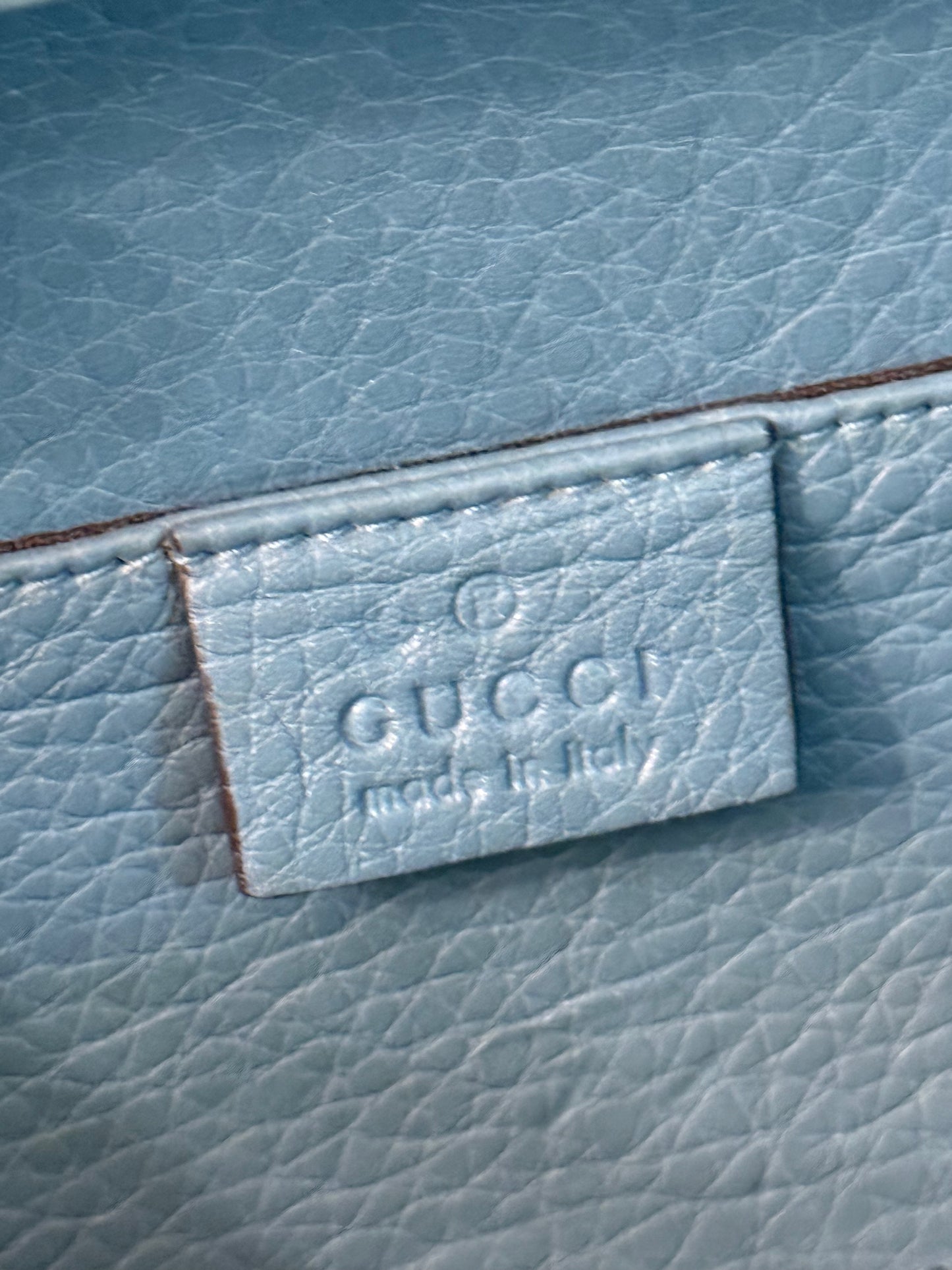 GUCCI BLUE SOHO CHAIN CLUTCH