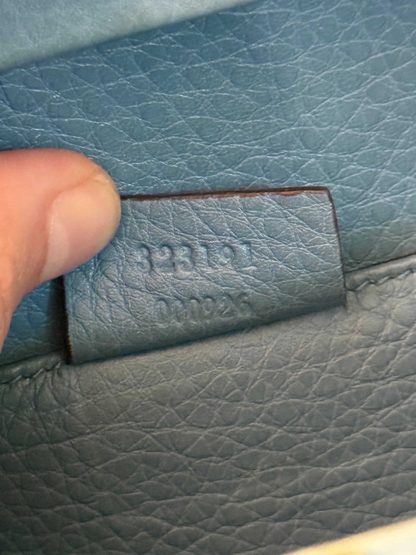 GUCCI BLUE SOHO CHAIN CLUTCH