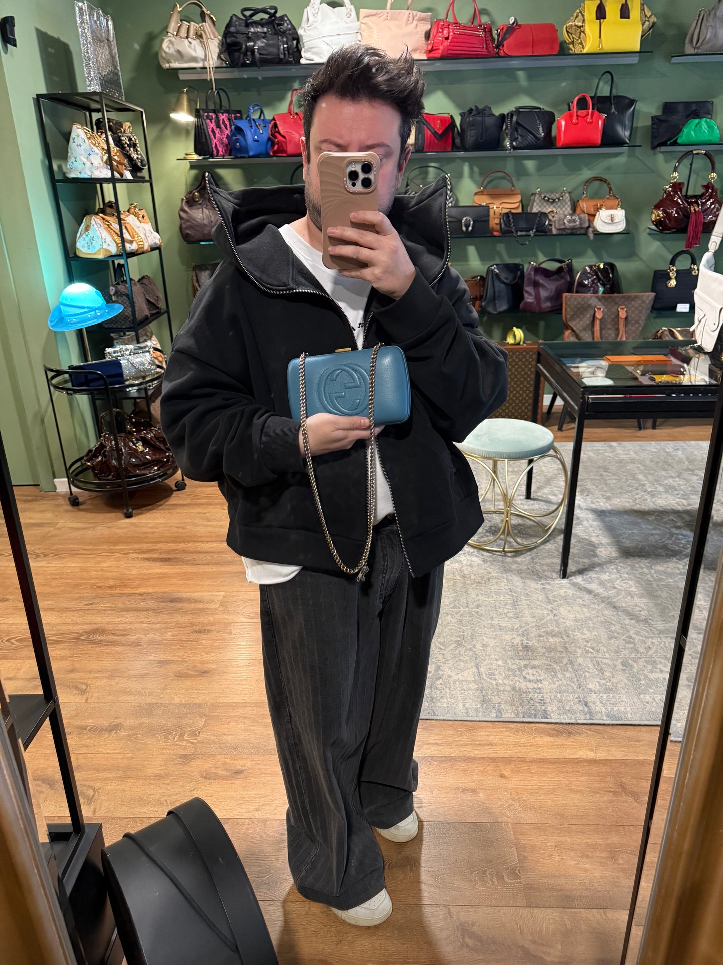 GUCCI BLUE SOHO CHAIN CLUTCH