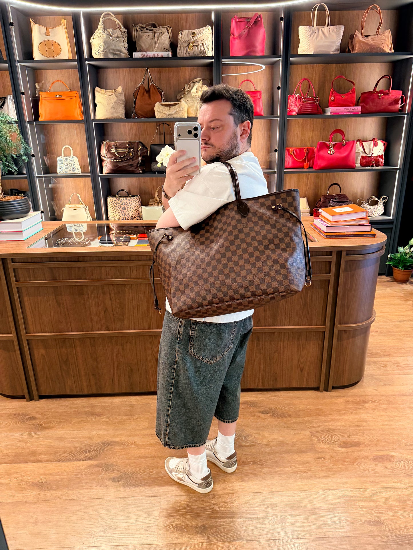 LOUIS VUITTON DAMIER EBENE NEVERFULL GM SHOPPING BAG