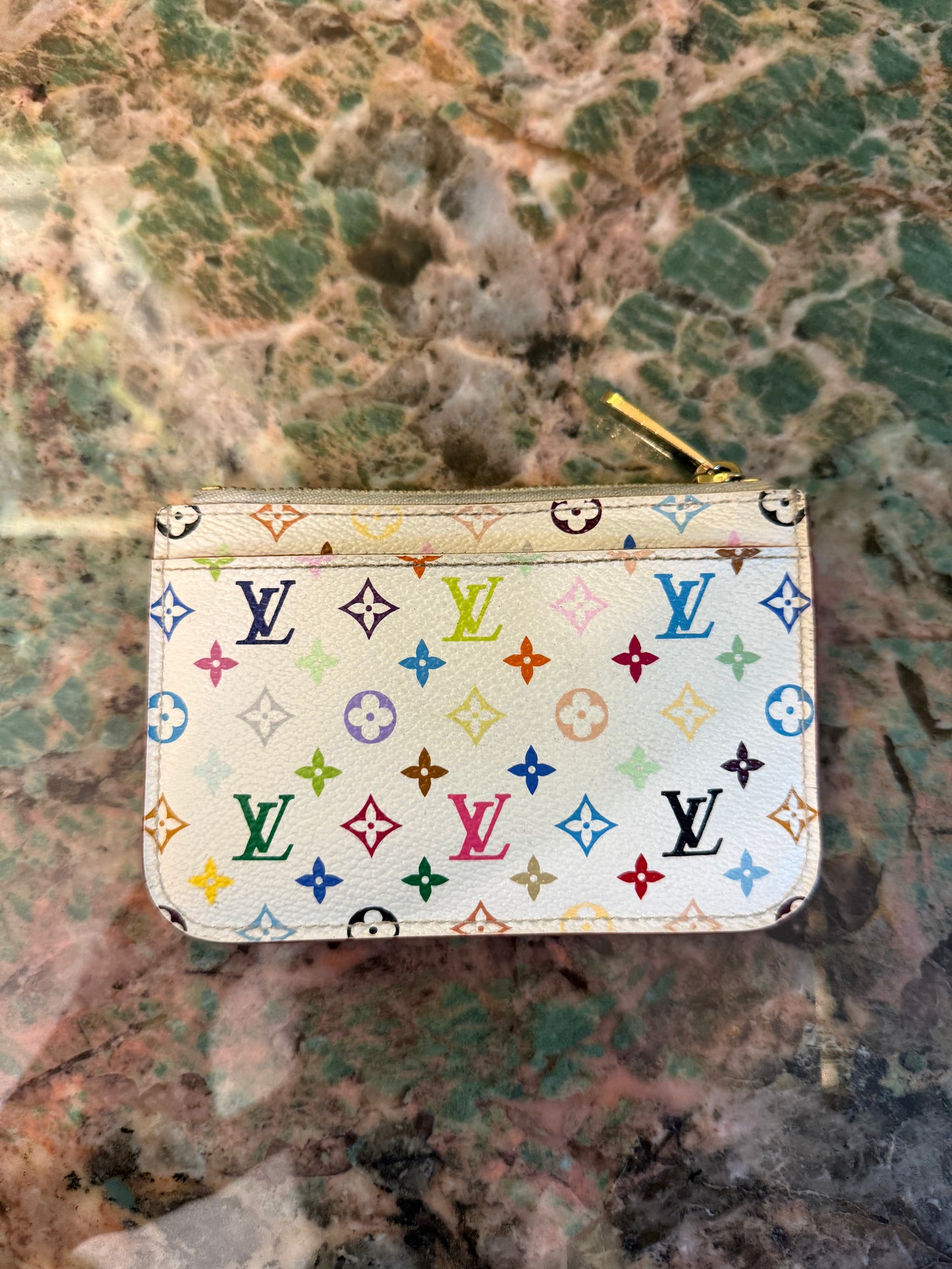 TAKASHI MURAKAMI X LOUIS VUITTON WHITE MULTICOLOR KEY POUCH