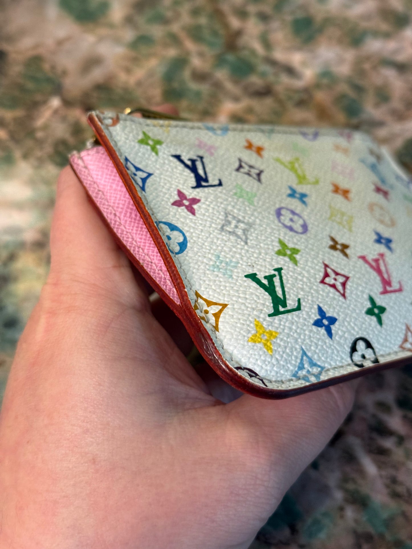 TAKASHI MURAKAMI X LOUIS VUITTON WHITE MULTICOLOR KEY POUCH