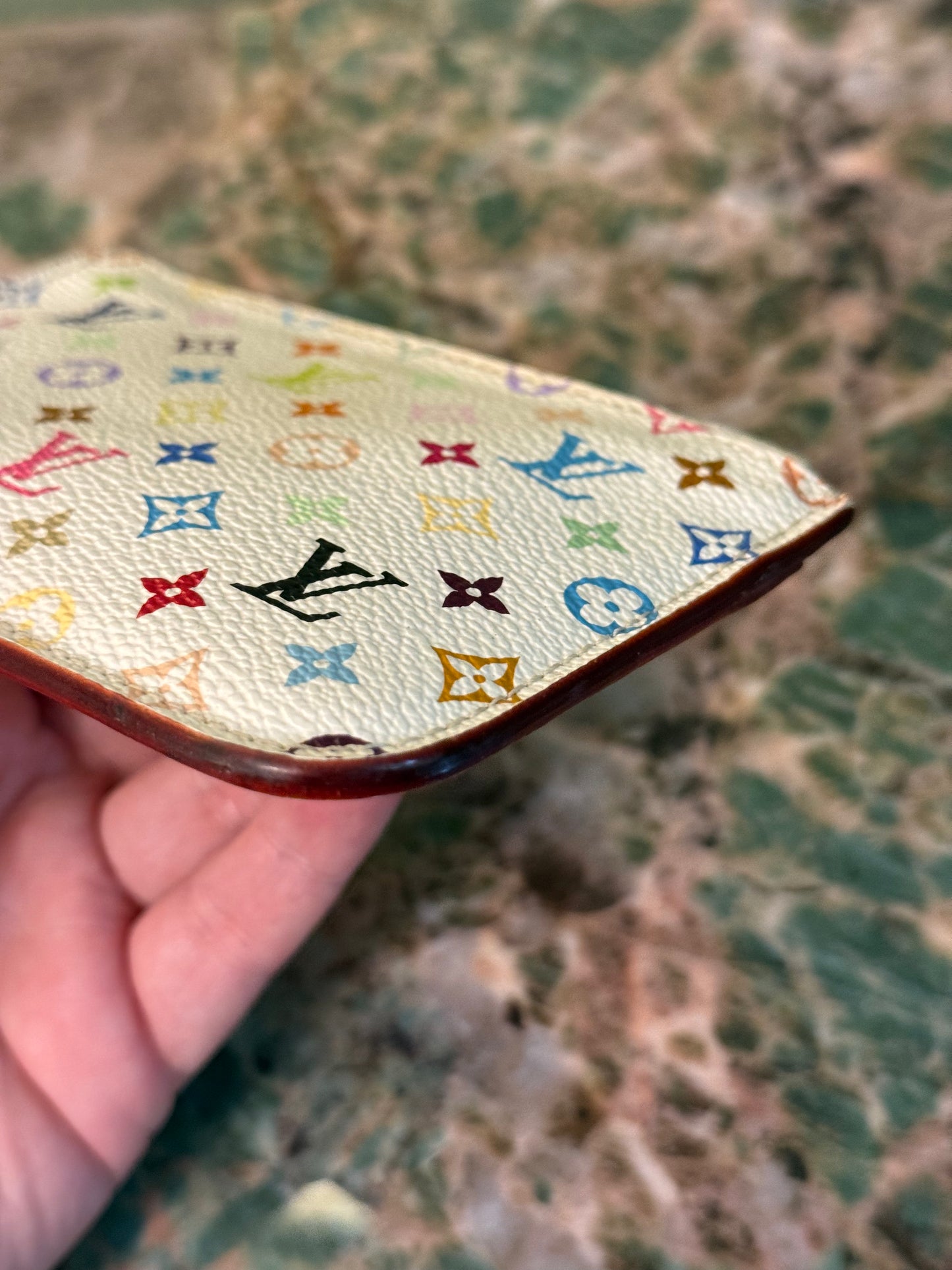 TAKASHI MURAKAMI X LOUIS VUITTON WHITE MULTICOLOR KEY POUCH