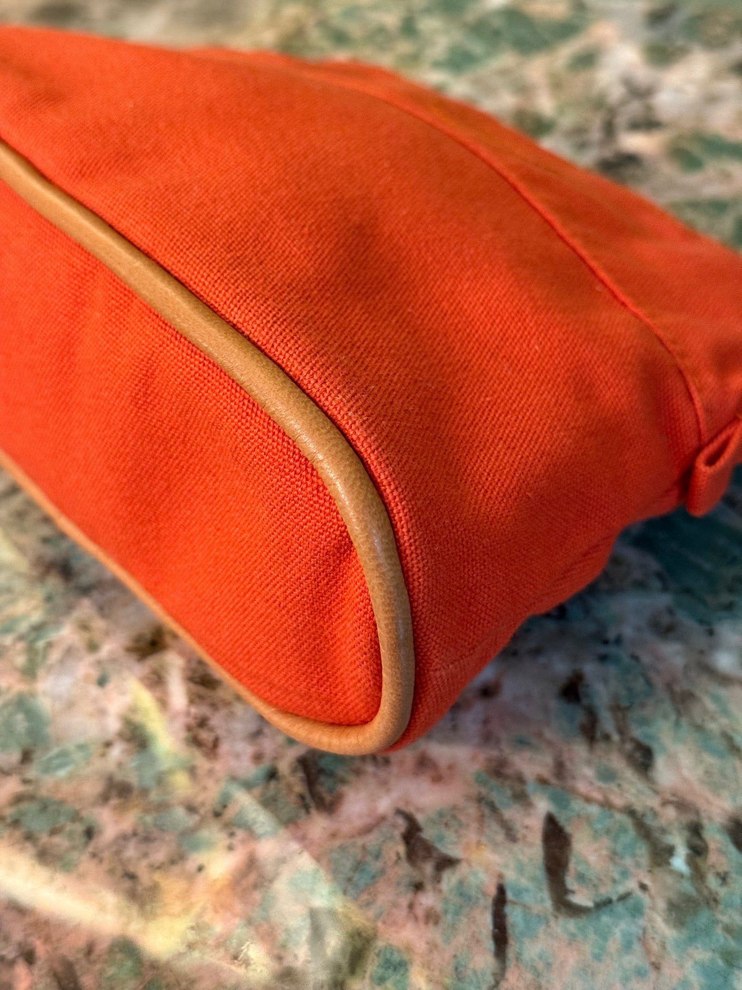 HERMÉS ORANGE SMALL BOLIDE TROUSSE TOILETTE