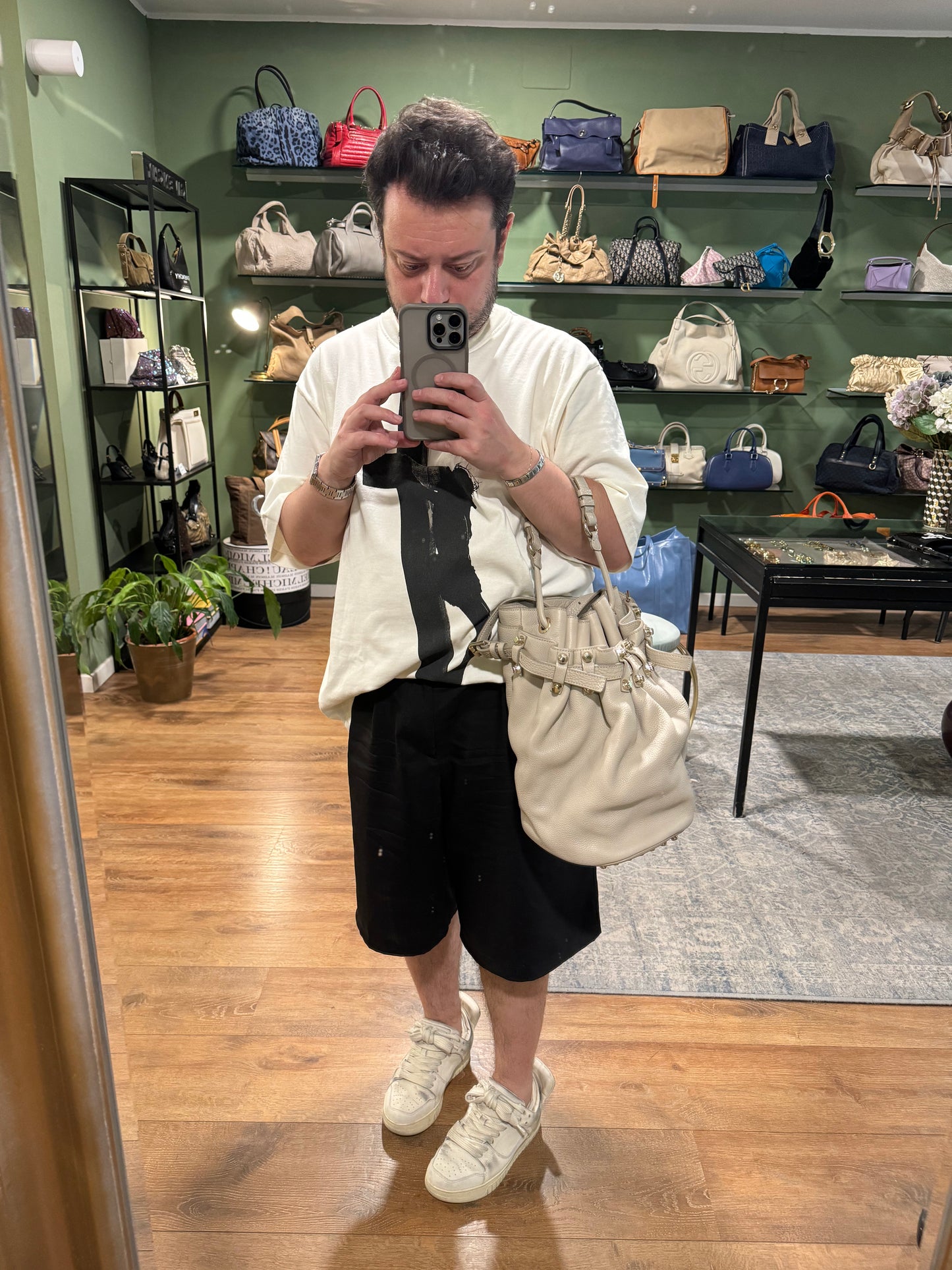 ALEXANDER WANG LIGHT GRAY DIEGO BUCKET BAG
