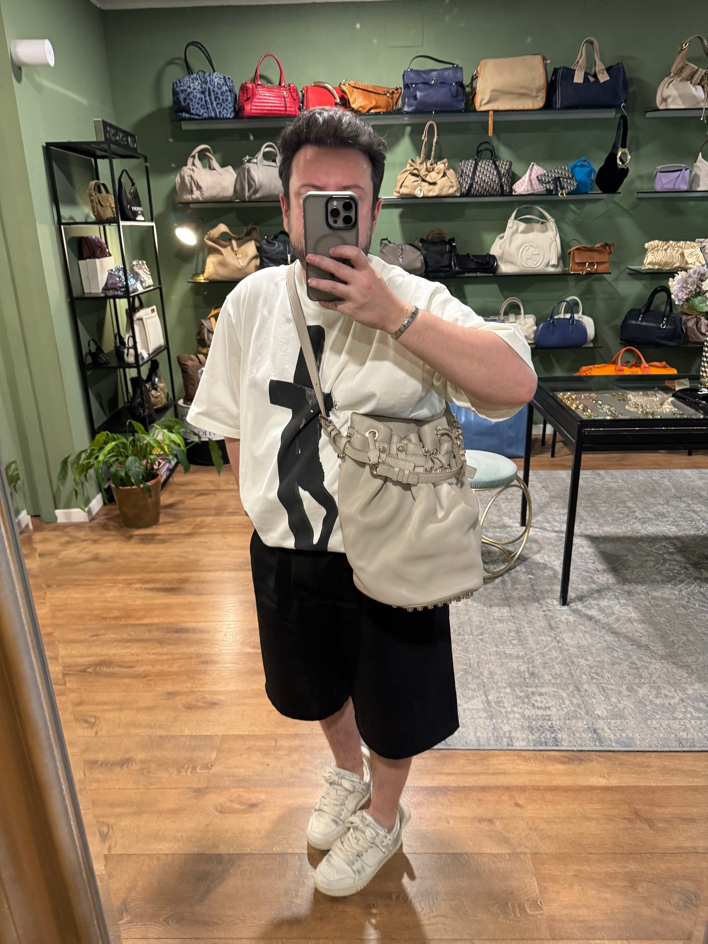 ALEXANDER WANG LIGHT GRAY DIEGO BUCKET BAG