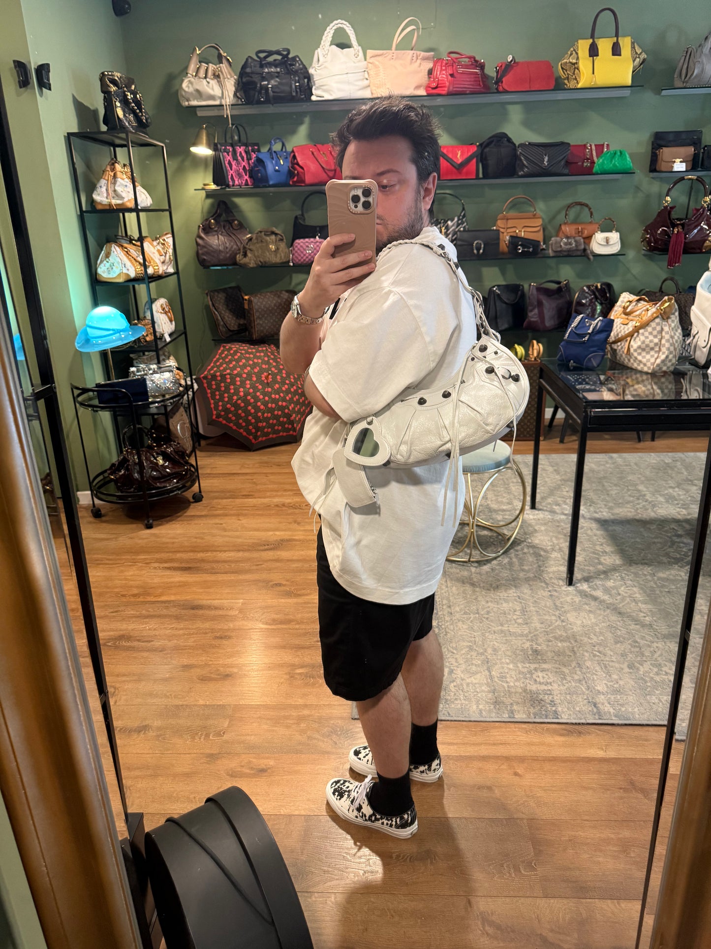 BALENCIAGA WHITE SMALL LE CAGOLE SHOULDER BAG