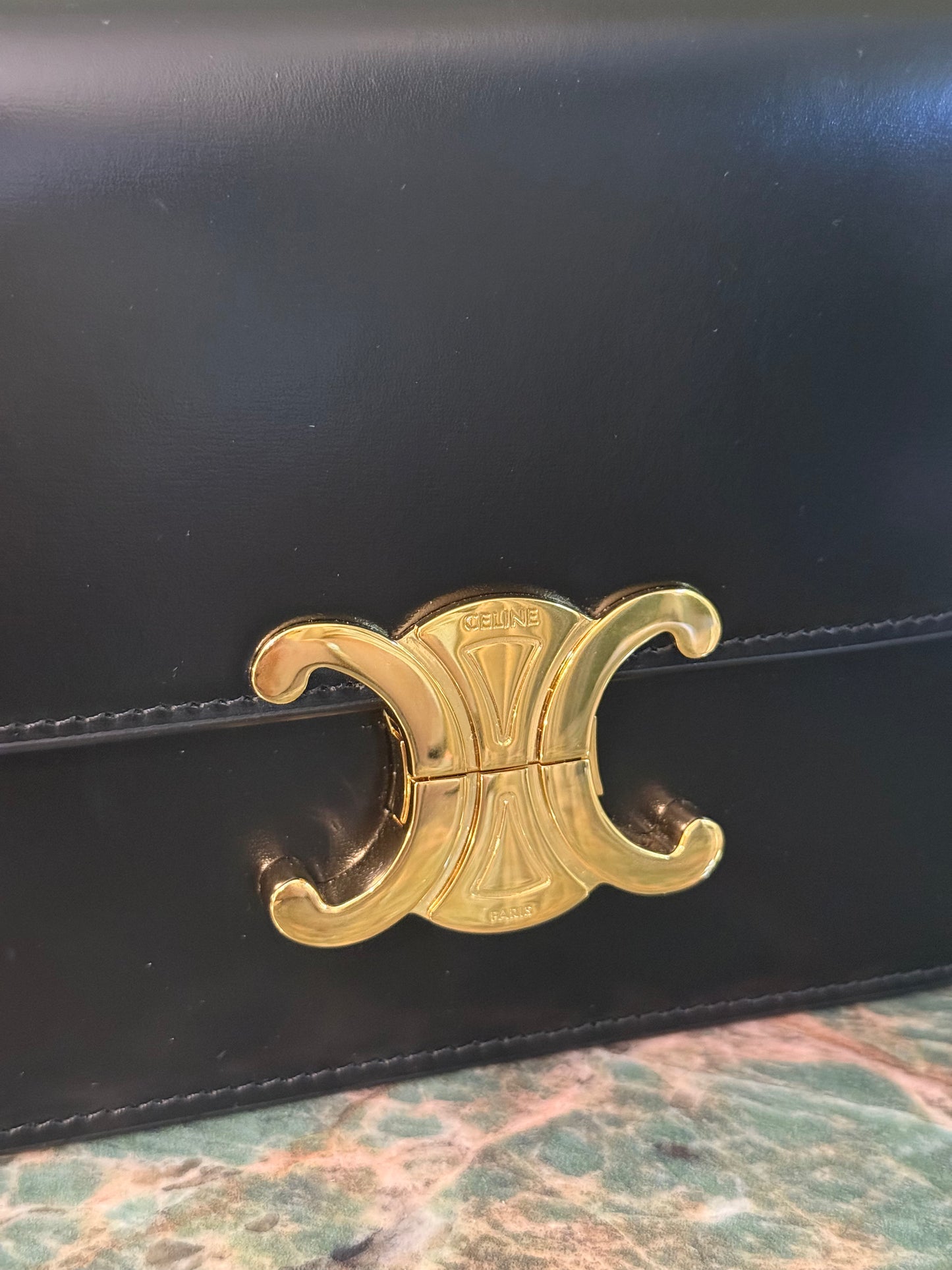 CELINE TEEN BLACK TRIOMPHE CROSSBODY BAG
