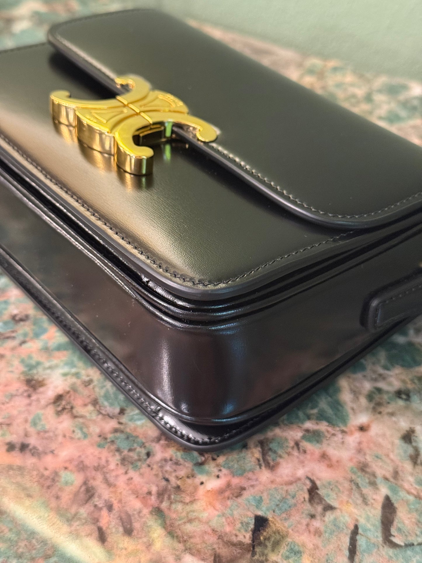 CELINE TEEN BLACK TRIOMPHE CROSSBODY BAG