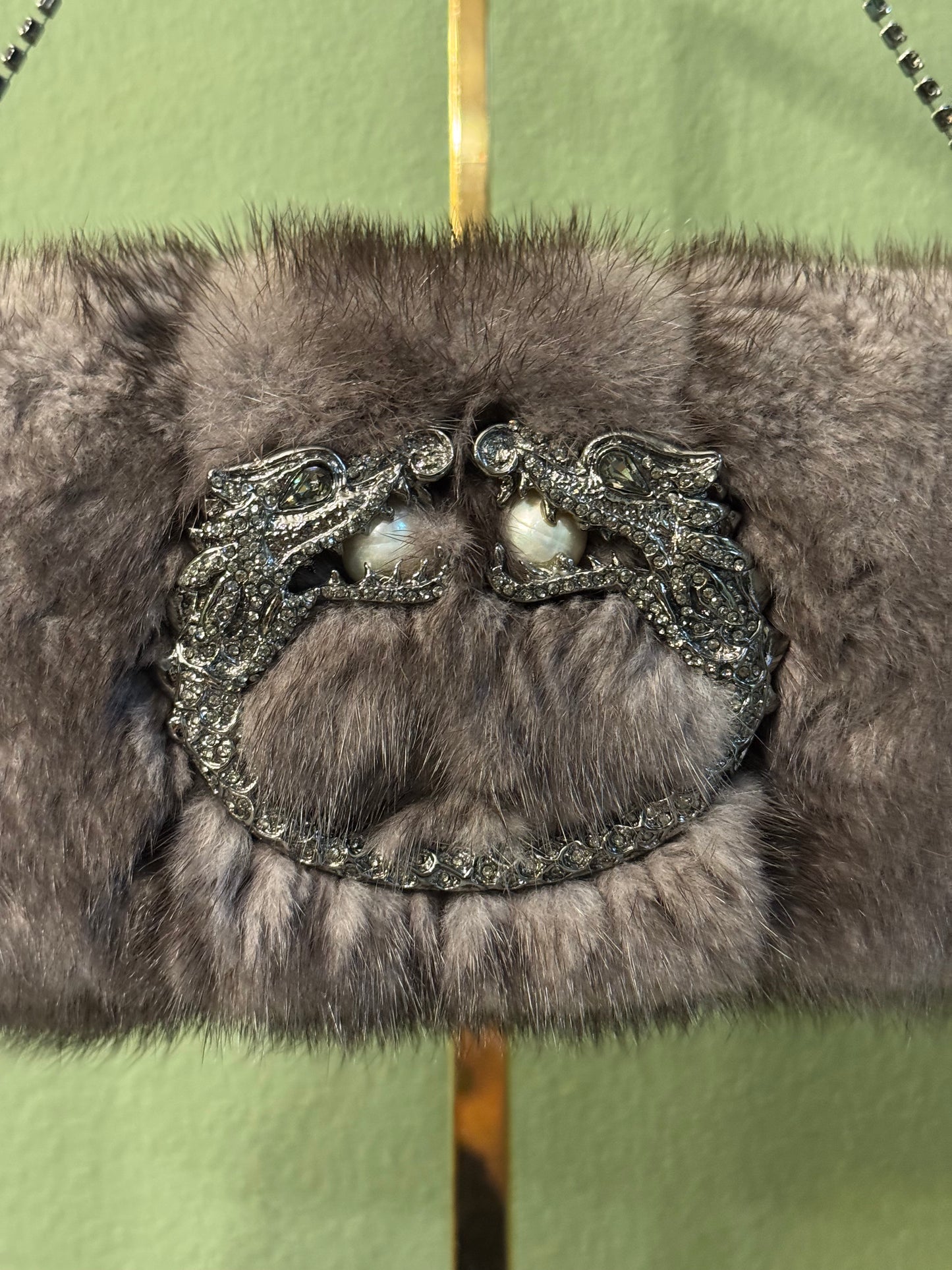 GUCCI BY TOM FORD GRAY MINK MINI HANDBAG