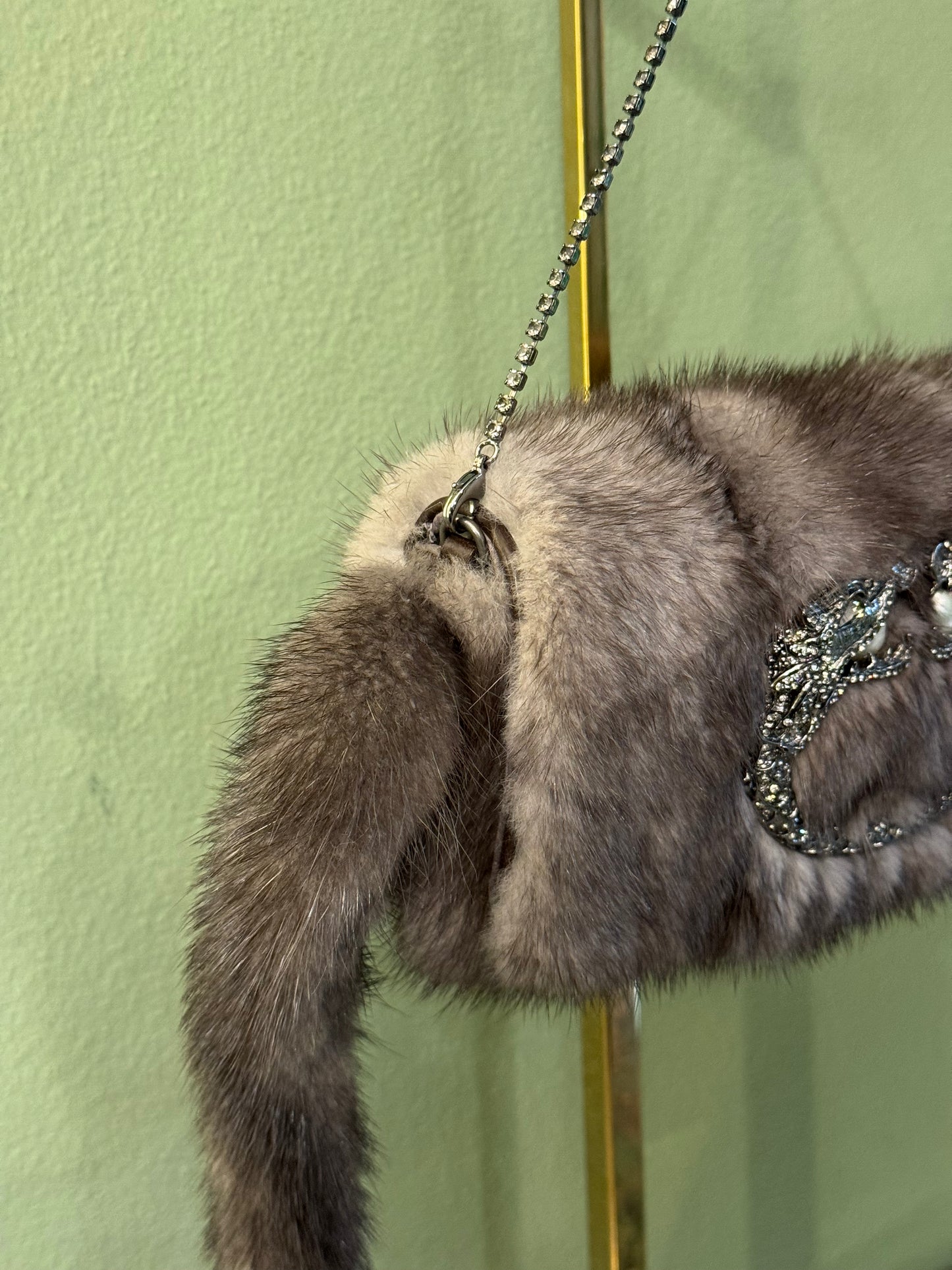 GUCCI BY TOM FORD GRAY MINK MINI HANDBAG
