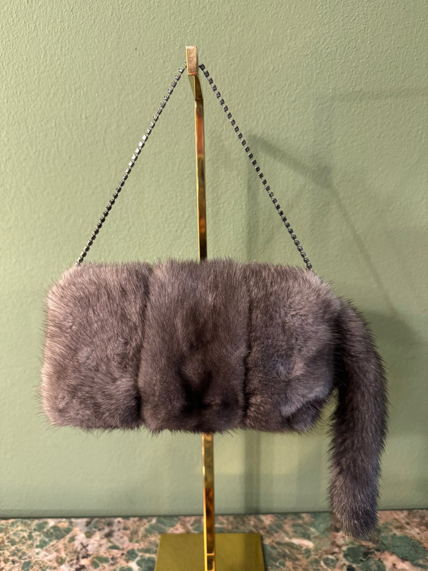 GUCCI BY TOM FORD GRAY MINK MINI HANDBAG