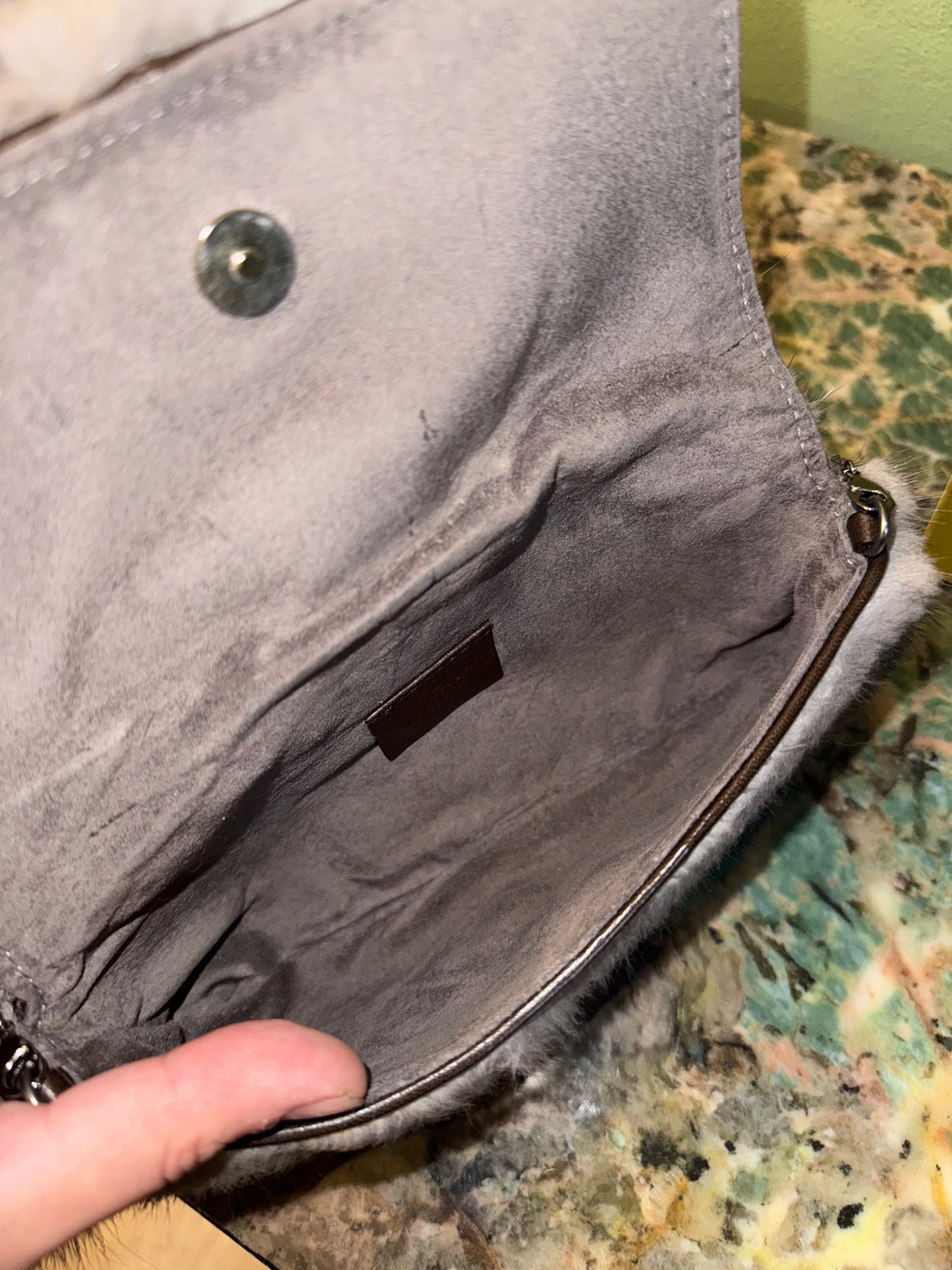 GUCCI BY TOM FORD GRAY MINK MINI HANDBAG