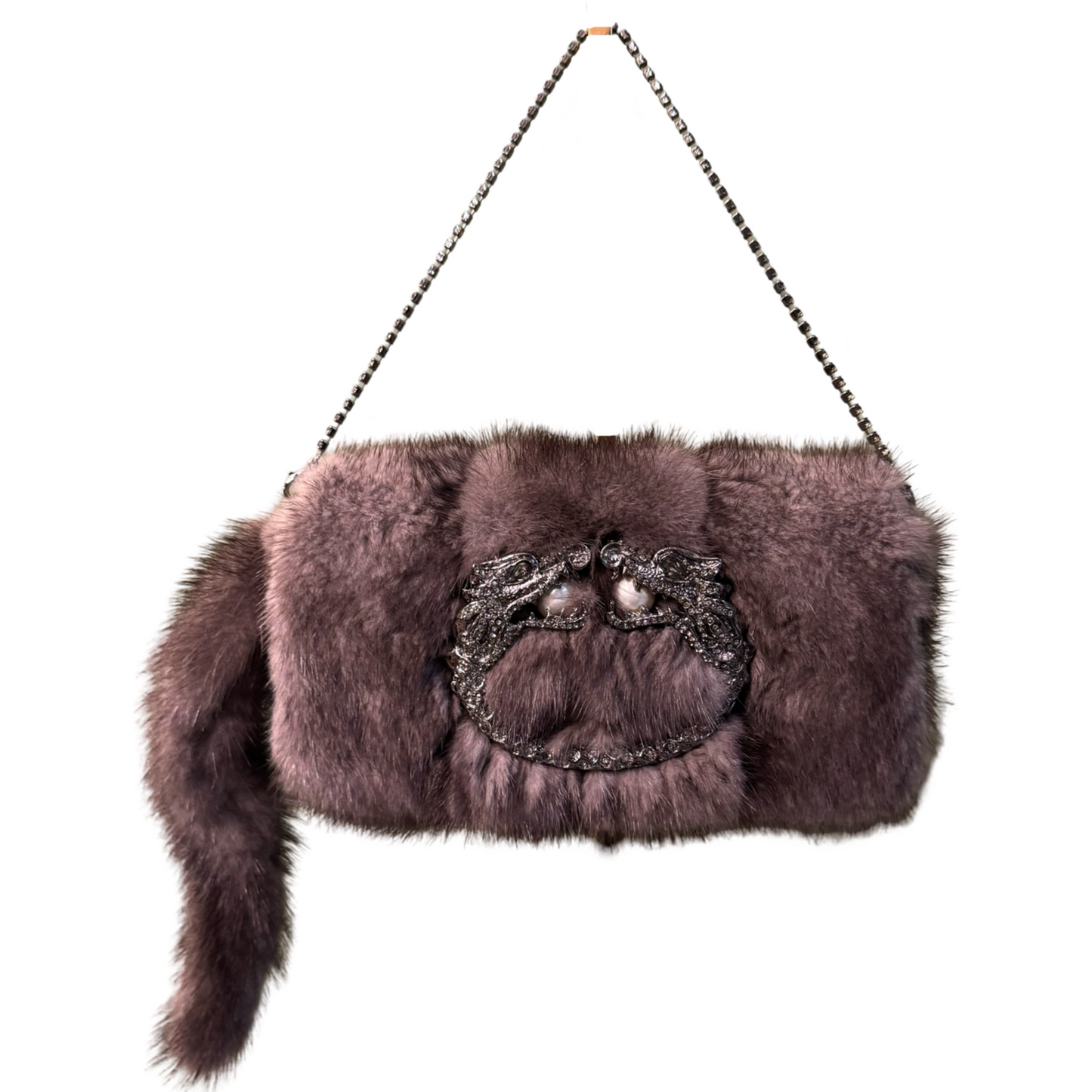 GUCCI BY TOM FORD GRAY MINK MINI HANDBAG