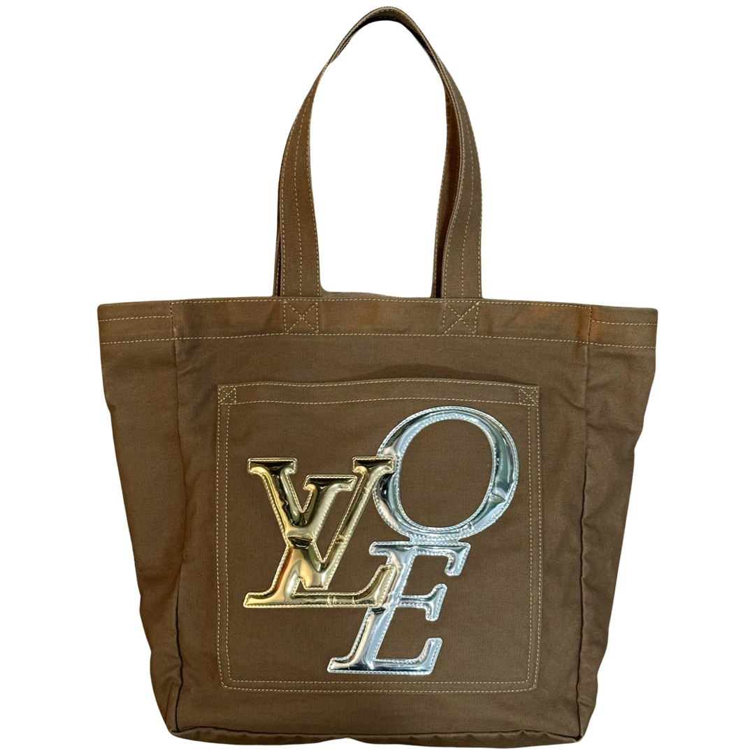 LOUIS VUITTON BROWN CANVAS LOVE SHOPPING TOTE