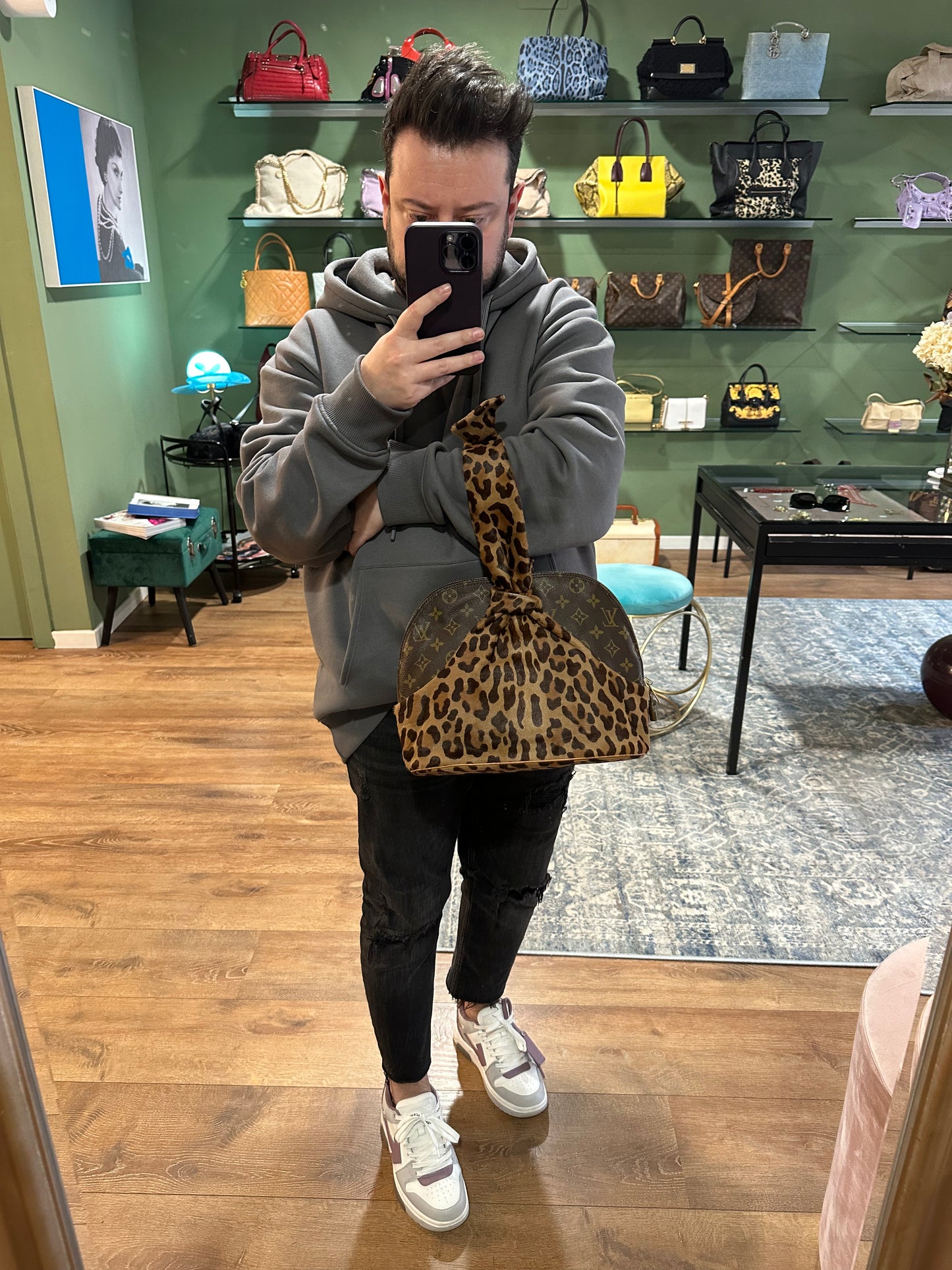 ALAIA X LOUIS VUITTON LEOPARD PONYHAIR ALMA HANDBAG