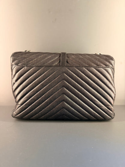 SAINT LAURENT BLACK LARGE COLLEGE SHOULDER BAG