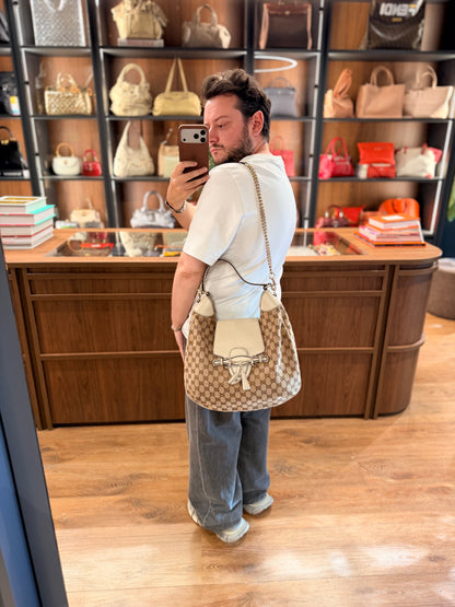 GUCCI GG CANVAS EMILY FLAP HOBO BAG