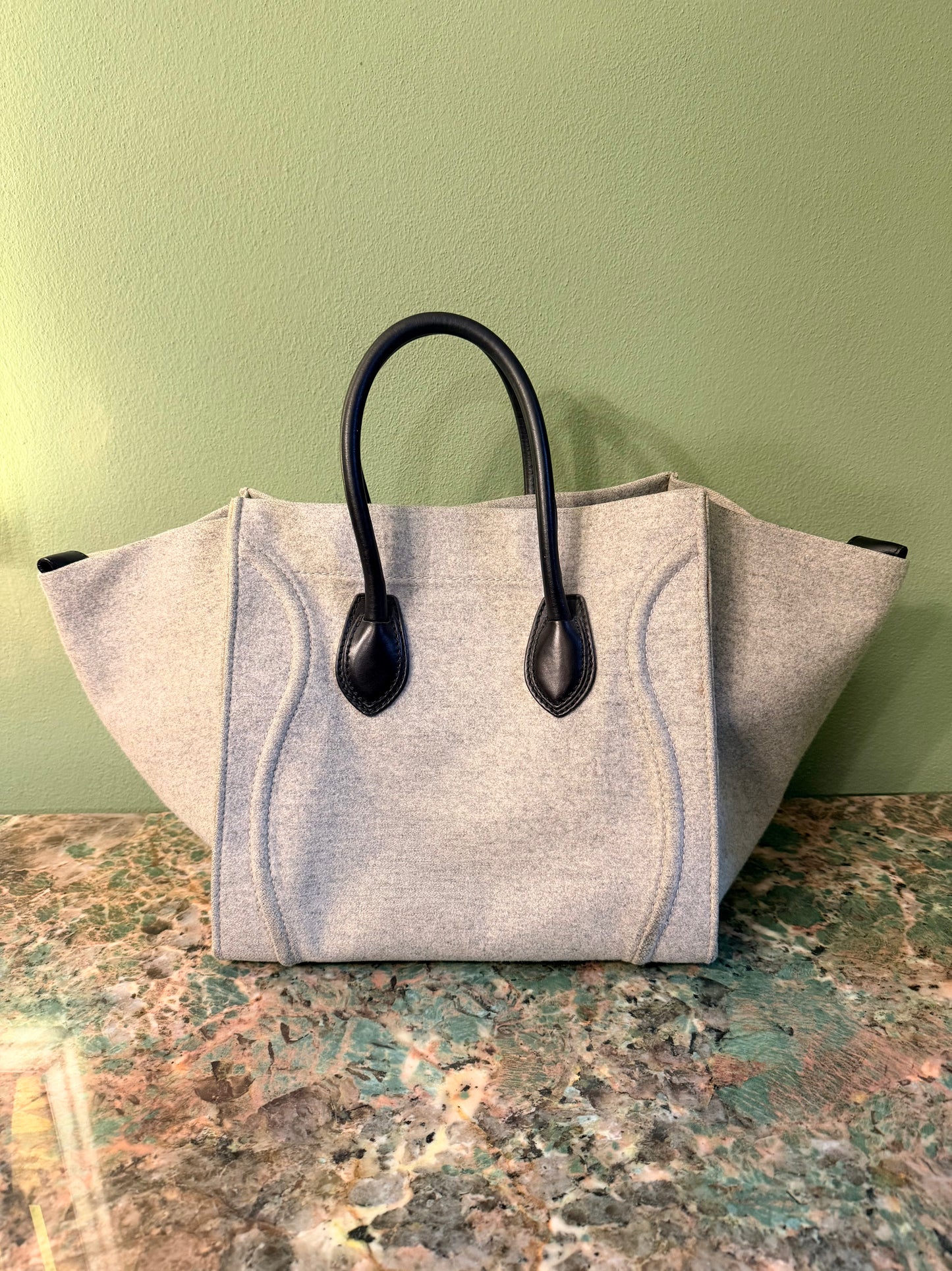 CÈLINE GREY FELT PHANTOM TOTE HANDBAG