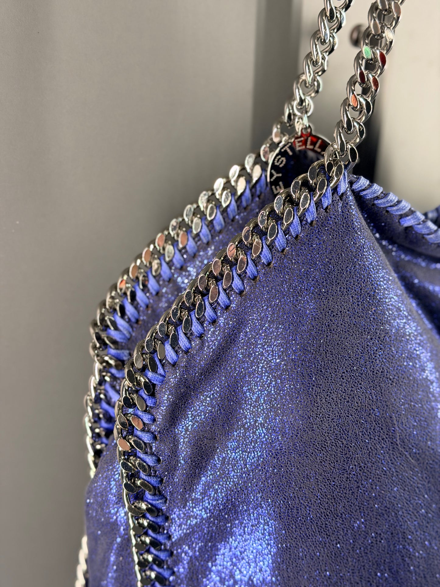 STELLA MCCARTNEY SPARKLING BLUE MEDIUM FALABELLA TOTE BAG