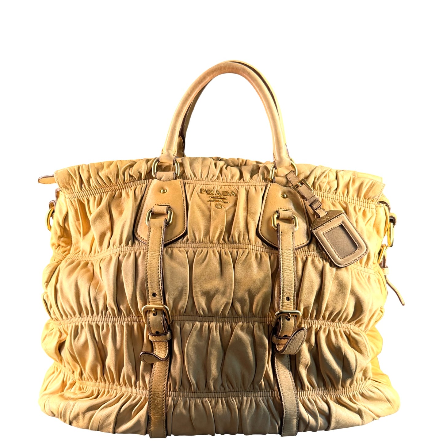 PRADA BEIGE GOFFRATO XL HANDBAG