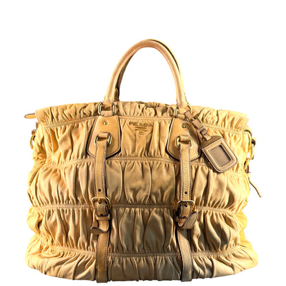 PRADA BEIGE GOFFRATO XL HANDBAG