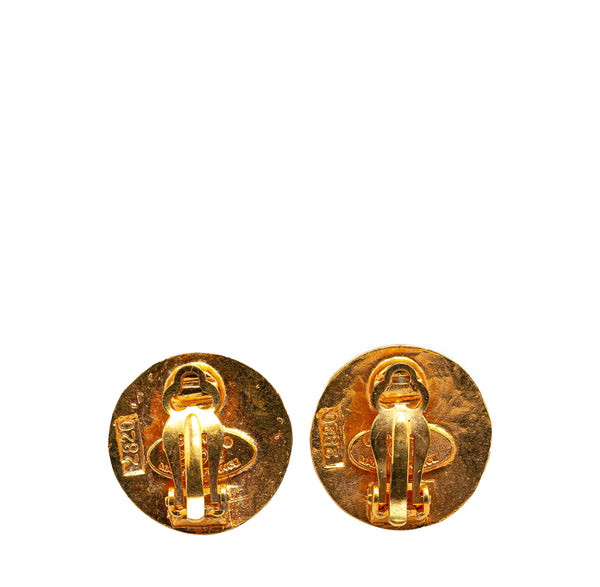 CHANEL GOLD PLATED ROUND CLIP ON EARRINGS