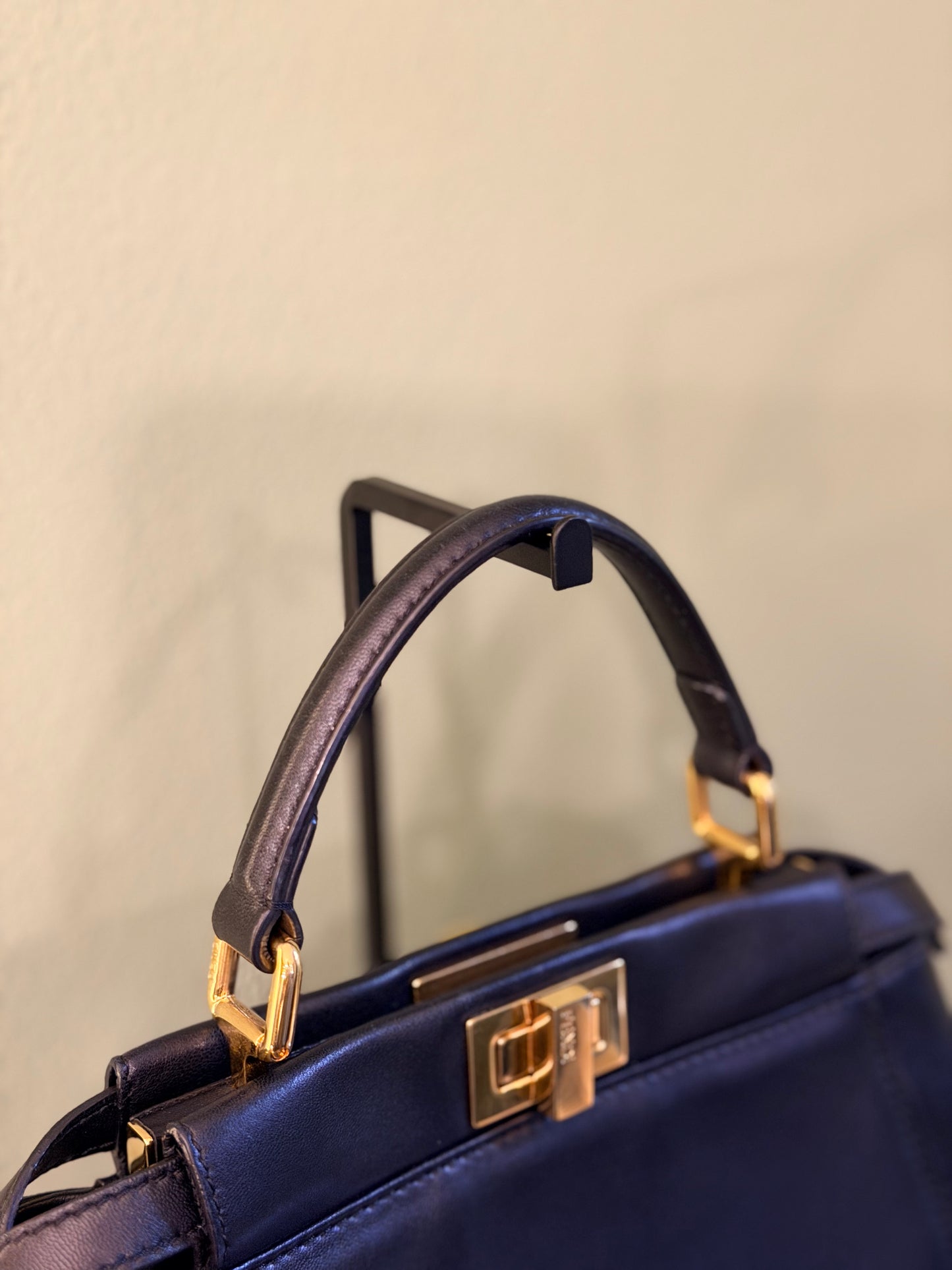 FENDI BLACK MINI PEEKABOO HANDBAG