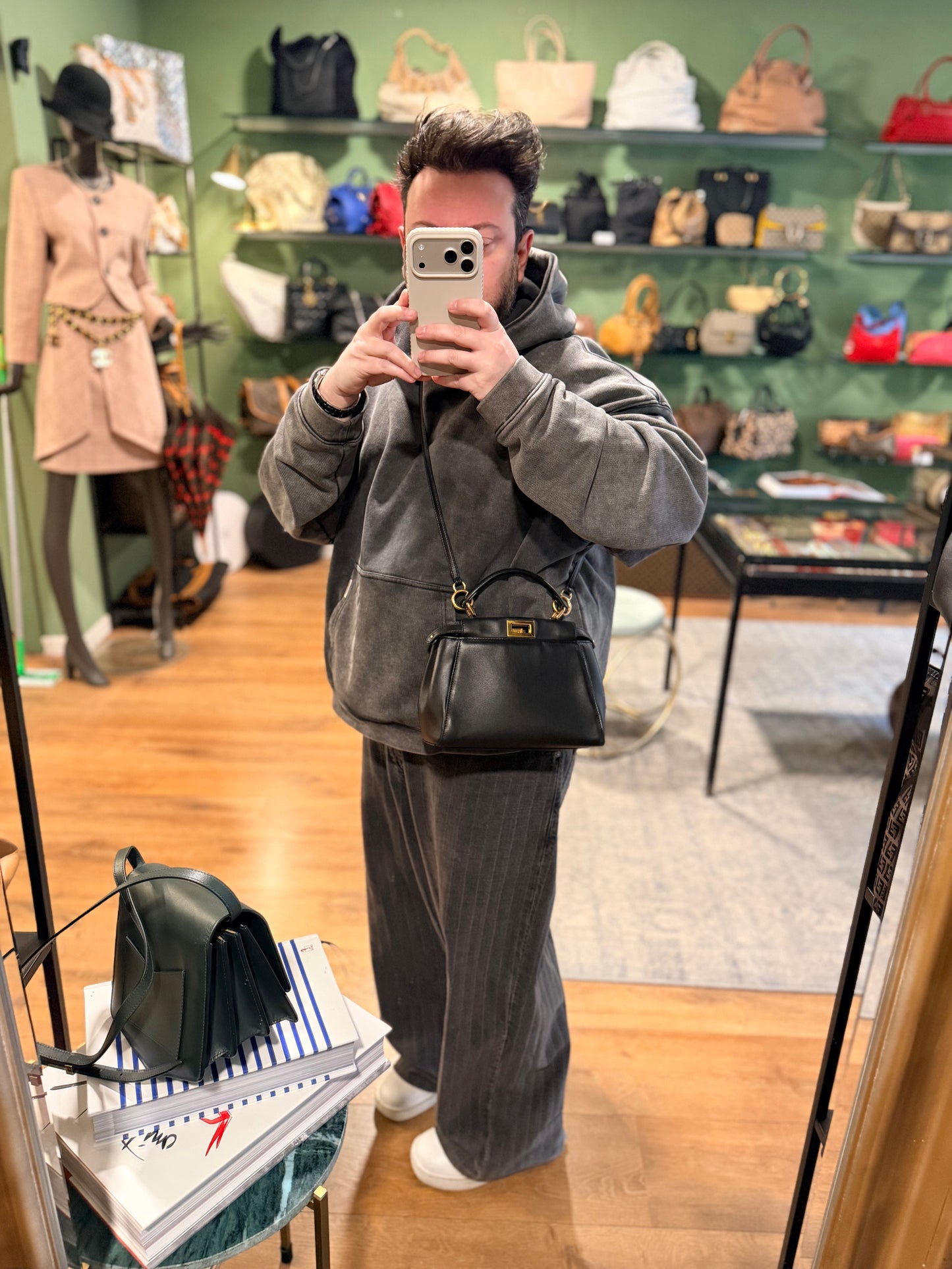 FENDI BLACK MINI PEEKABOO HANDBAG