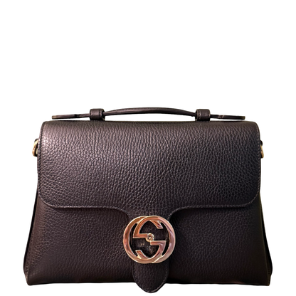 GUCCI BLACK INTERLOCKING CHAIN SHOULDER BAG