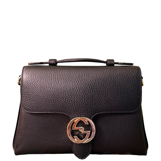 GUCCI BLACK INTERLOCKING CHAIN SHOULDER BAG