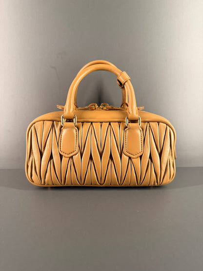 MIU MIU TAN MATELASSÈ ARCADIE BOSTON BAG