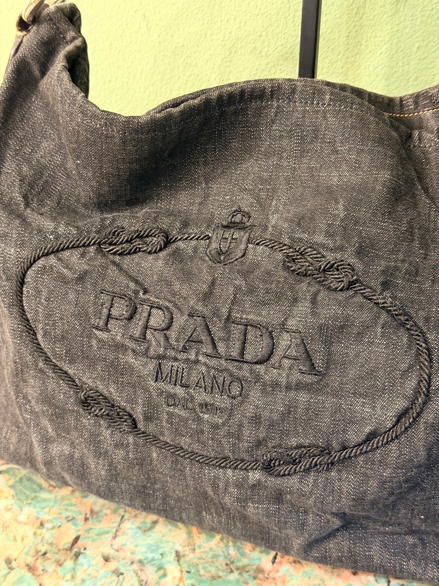 PRADA DENIM MEDIUM HOBO BAG
