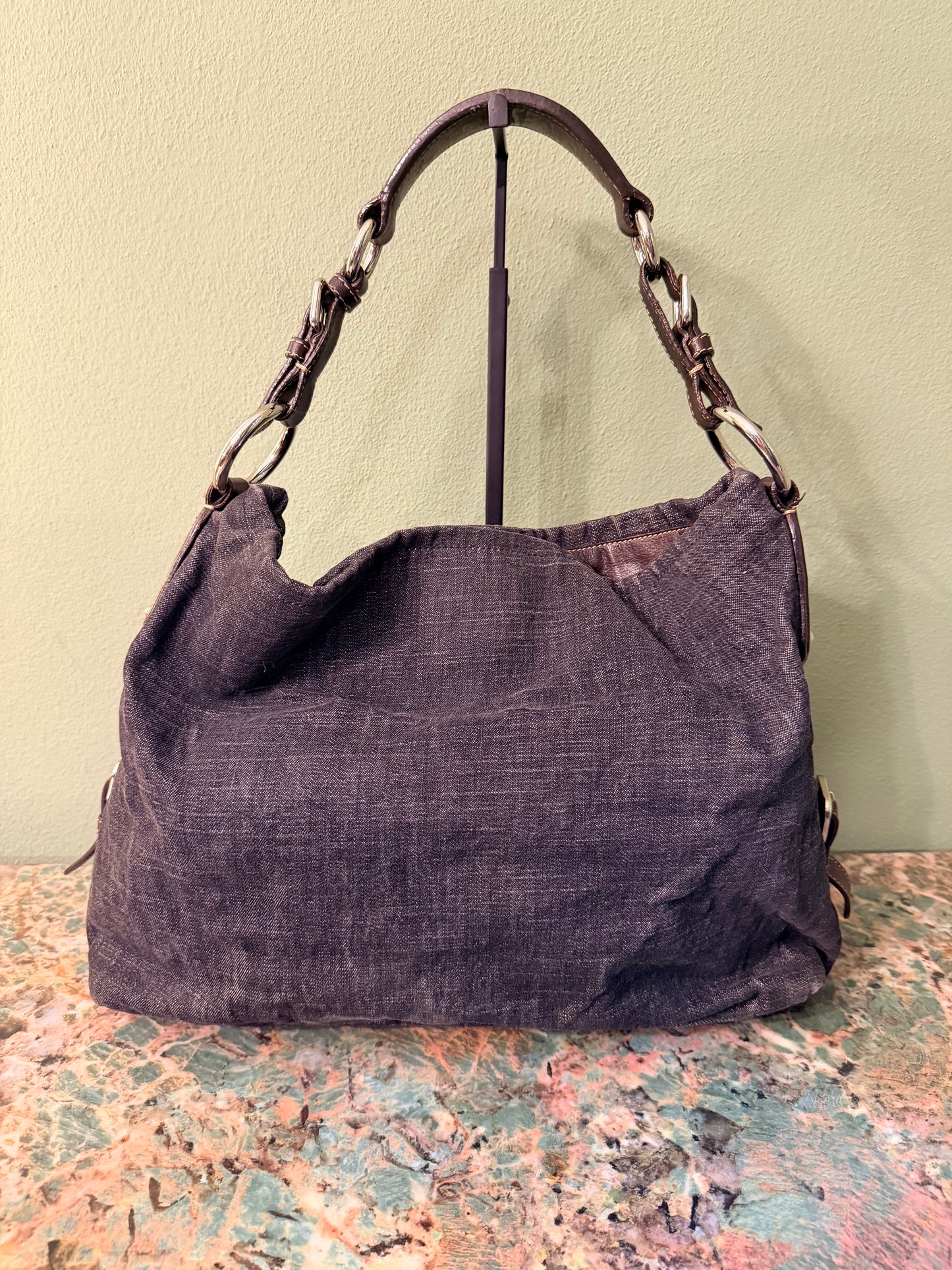 PRADA DENIM MEDIUM HOBO BAG