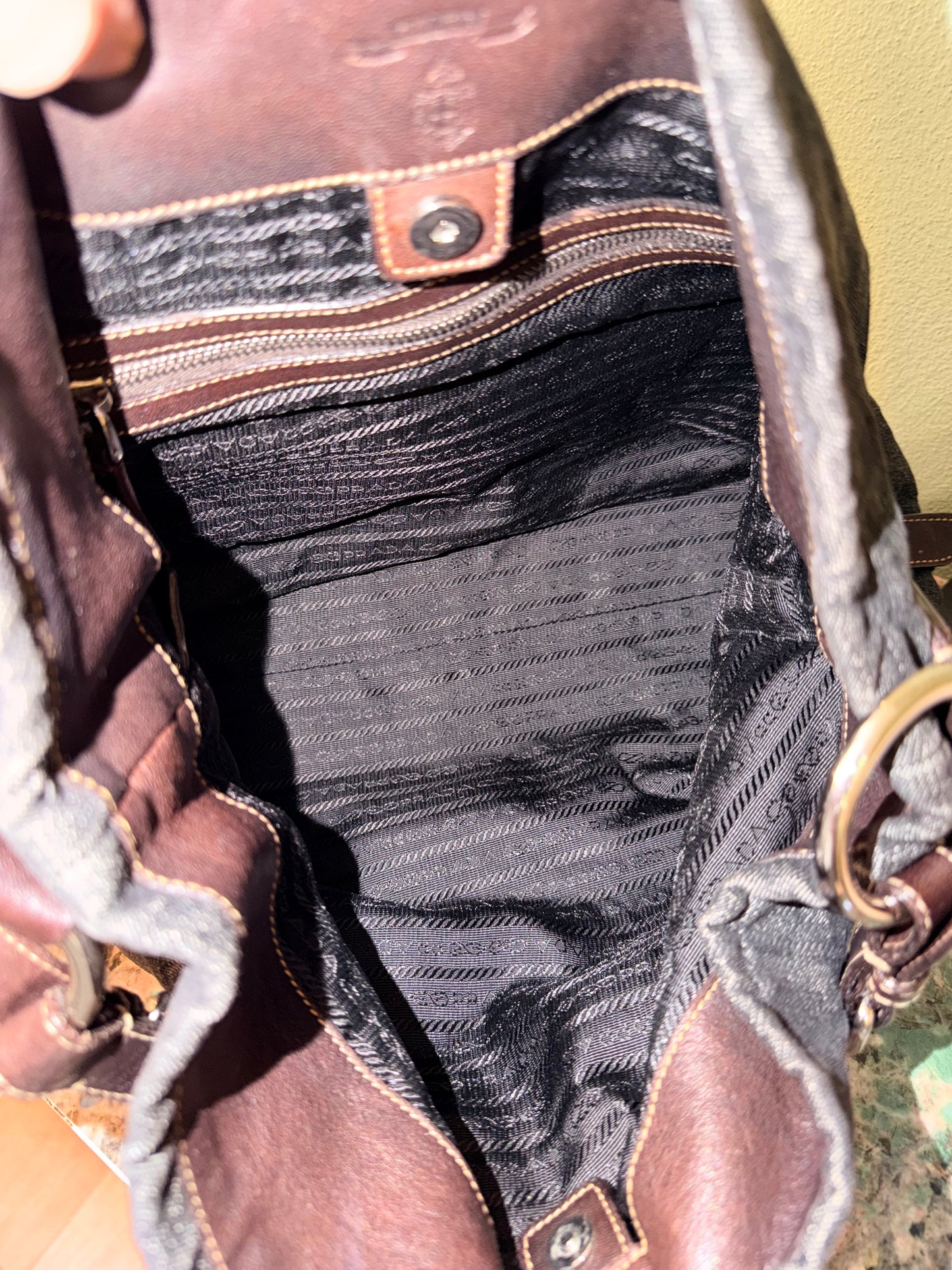 PRADA DENIM MEDIUM HOBO BAG