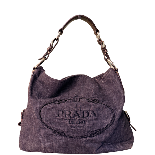 PRADA DENIM MEDIUM HOBO BAG