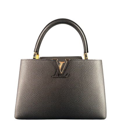 LOUIS VUITTON BLACK CAPICINES MM HANDBAG