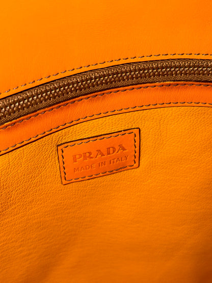 PRADA BROWN BUCKLE LARGE BOSTON SHOULDER BAG