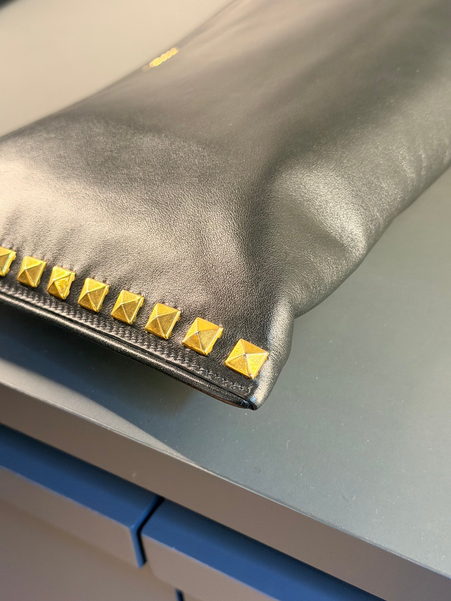 MIU MIU BLACK STUDDED POCHETTE
