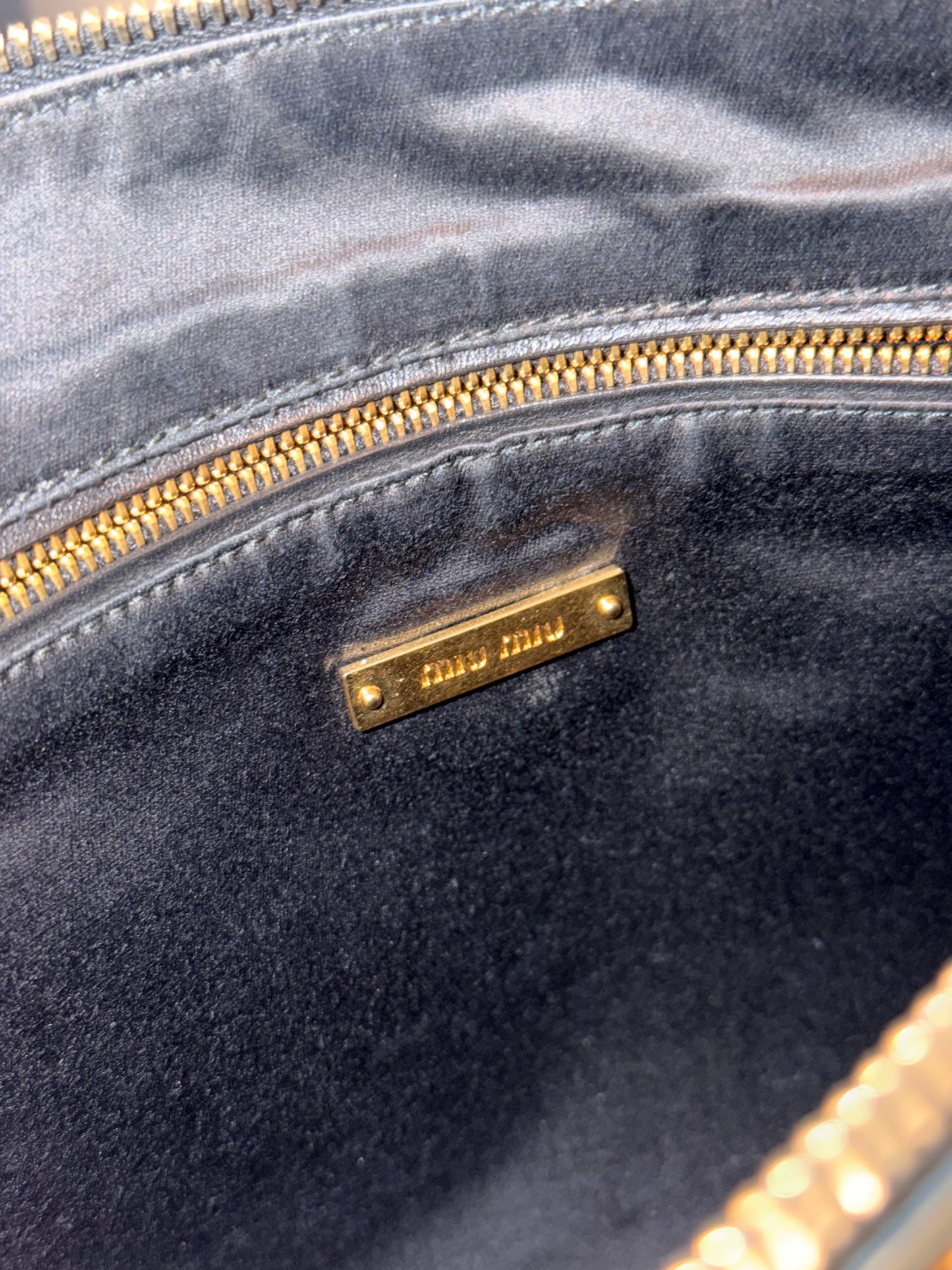 MIU MIU BLACK STUDDED POCHETTE