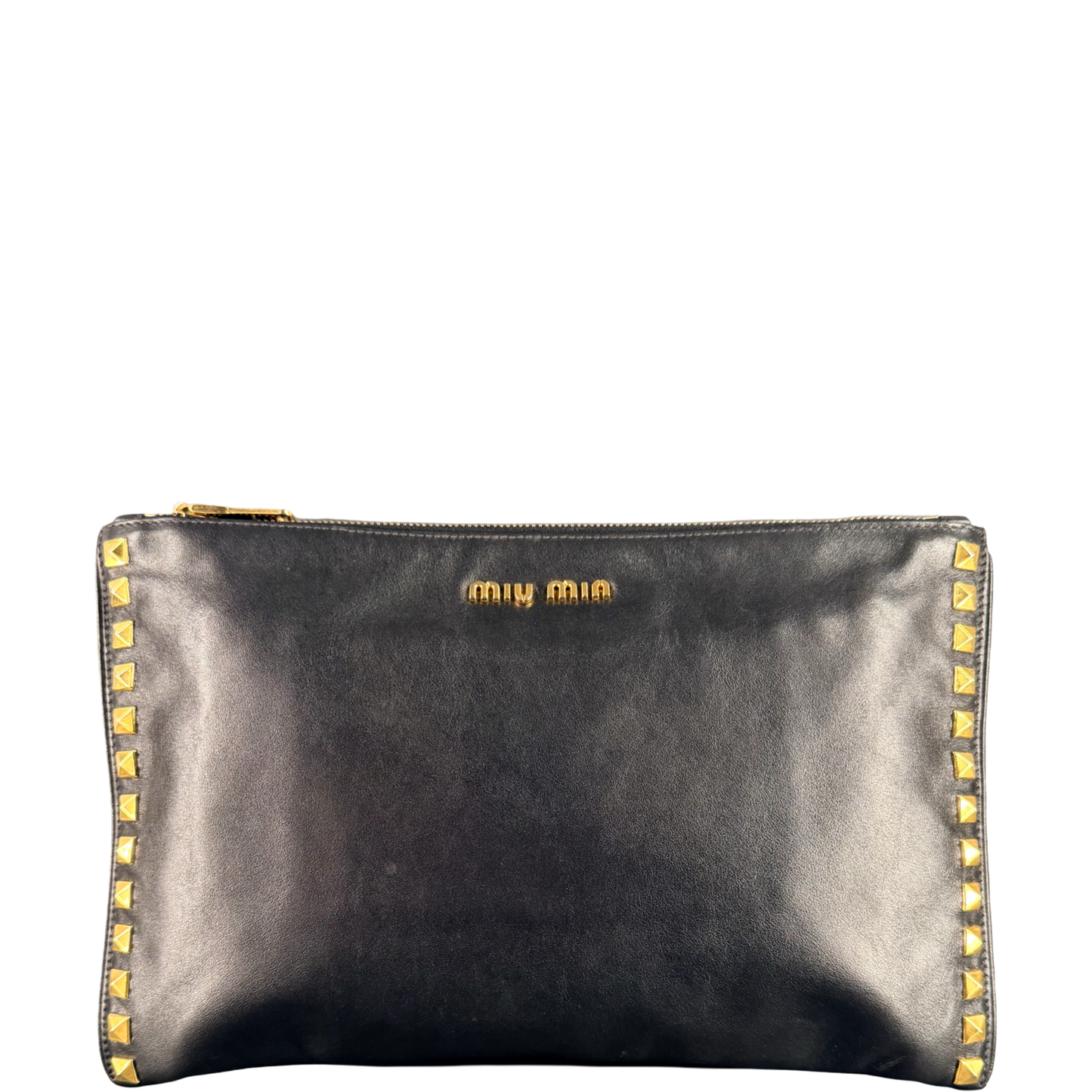 MIU MIU BLACK STUDDED POCHETTE