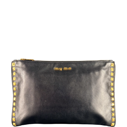 MIU MIU BLACK STUDDED POCHETTE
