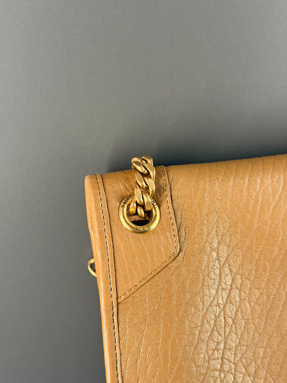 SAINT LAURENT GRAINED LEATHER TAN LARGE NIKI SHOULDER BAG